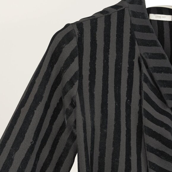 Crea Concept AW/20 Black Velvet-Stripe Moto Jacket - Picture 7 of 12